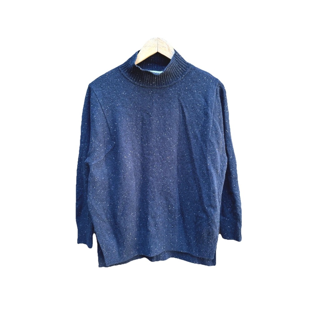 Sportscraft Sweater Women's Medium Navy Blue Merino Wool Mock Neck Outdoor Cozy